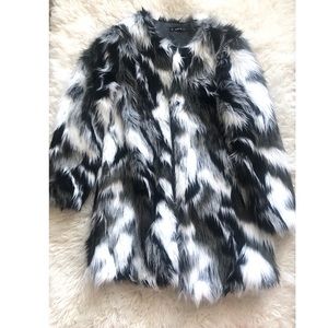 Women’s Faux Black/White/Grey Fur Coat
